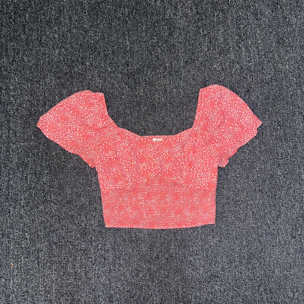 Japna White and Pink Ruffled Crop Blouse